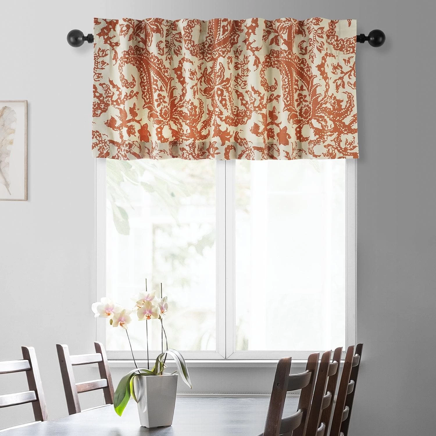 Edina Rust Printed Cotton Window Valance 3 Edina Rust Printed Cotton Window Valance