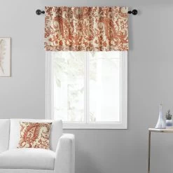 Edina Rust Printed Cotton Window Valance 9 Edina Rust Printed Cotton Window Valance -Chic Curtains Shop PRCT VLD09A front view