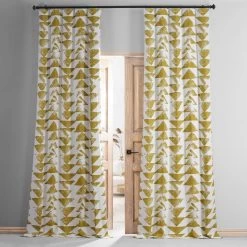 Triad Gold Printed Cotton Hotel Blackout Curtain