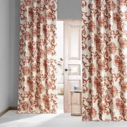Indonesian Rust Printed Cotton Hotel Blackout Curtain -Chic Curtains Shop PRTW BOD40A 79624