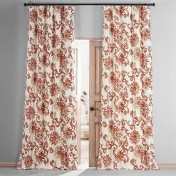 Indonesian Rust Printed Cotton Hotel Blackout Curtain