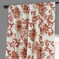 Indonesian Rust Printed Cotton Hotel Blackout Curtain -Chic Curtains Shop PRTW BOD40A 79624 3
