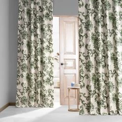 Indonesian Green Printed Cotton Hotel Blackout Curtain -Chic Curtains Shop PRTW BOD40C 79626