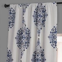 Kerala Blue Printed Cotton Hotel Blackout Curtain 11 Kerala Blue Printed Cotton Hotel Blackout Curtain -Chic Curtains Shop PRTW BOD41 79627 3