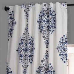 Kerala Blue Printed Cotton Hotel Blackout Curtain 10 Kerala Blue Printed Cotton Hotel Blackout Curtain -Chic Curtains Shop PRTW BOD41 79627 4