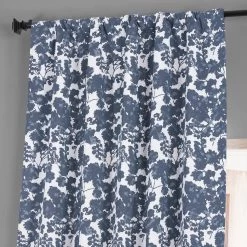 Fleur Blue Printed Cotton Hotel Blackout Curtain -Chic Curtains Shop PRTW BOD48 79628 3
