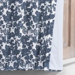Fleur Blue Printed Cotton Hotel Blackout Curtain -Chic Curtains Shop PRTW BOD48 79628 5