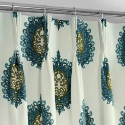 Mayan Teal French Pleat Printed Cotton Curtain 10 Mayan Teal French Pleat Printed Cotton Curtain -Chic Curtains Shop PRTW D02 FP 98499 2