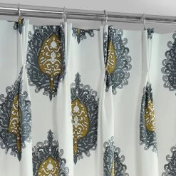 Mayan Gold French Pleat Printed Cotton Curtain -Chic Curtains Shop PRTW D02A FP 98500 2