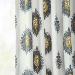 Mayan Gold French Pleat Printed Cotton Curtain -Chic Curtains Shop PRTW D02A FP 98500 3