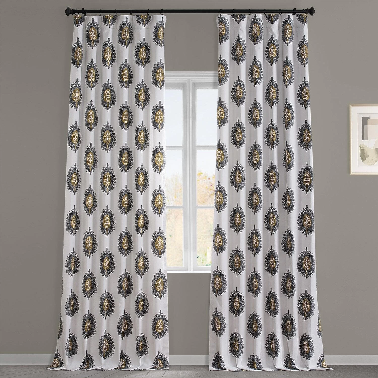 Mayan Gold Printed Cotton Curtain 3 Mayan Gold Printed Cotton Curtain