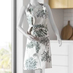 Allium Blue Grey Printed Cotton Apron -Chic Curtains Shop PRTW D05 AP 86373 2