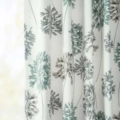 Allium Blue Grey French Pleat Printed Cotton Curtain -Chic Curtains Shop PRTW D05 FP 98501 3