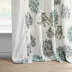 Allium Blue Grey French Pleat Printed Cotton Curtain -Chic Curtains Shop PRTW D05 FP 98501 4