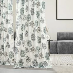 Allium Blue Grey French Pleat Printed Cotton Curtain -Chic Curtains Shop PRTW D05 FP 98501 5