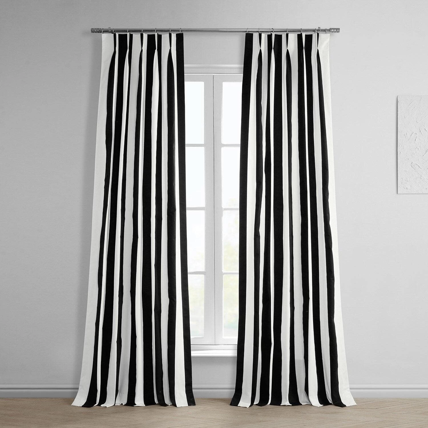 Cabana Black French Pleat Printed Cotton Curtain 3 Cabana Black French Pleat Printed Cotton Curtain