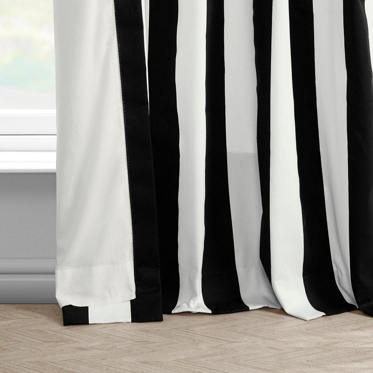 Cabana Black French Pleat Printed Cotton Curtain 6 Cabana Black French Pleat Printed Cotton Curtain - Image 4