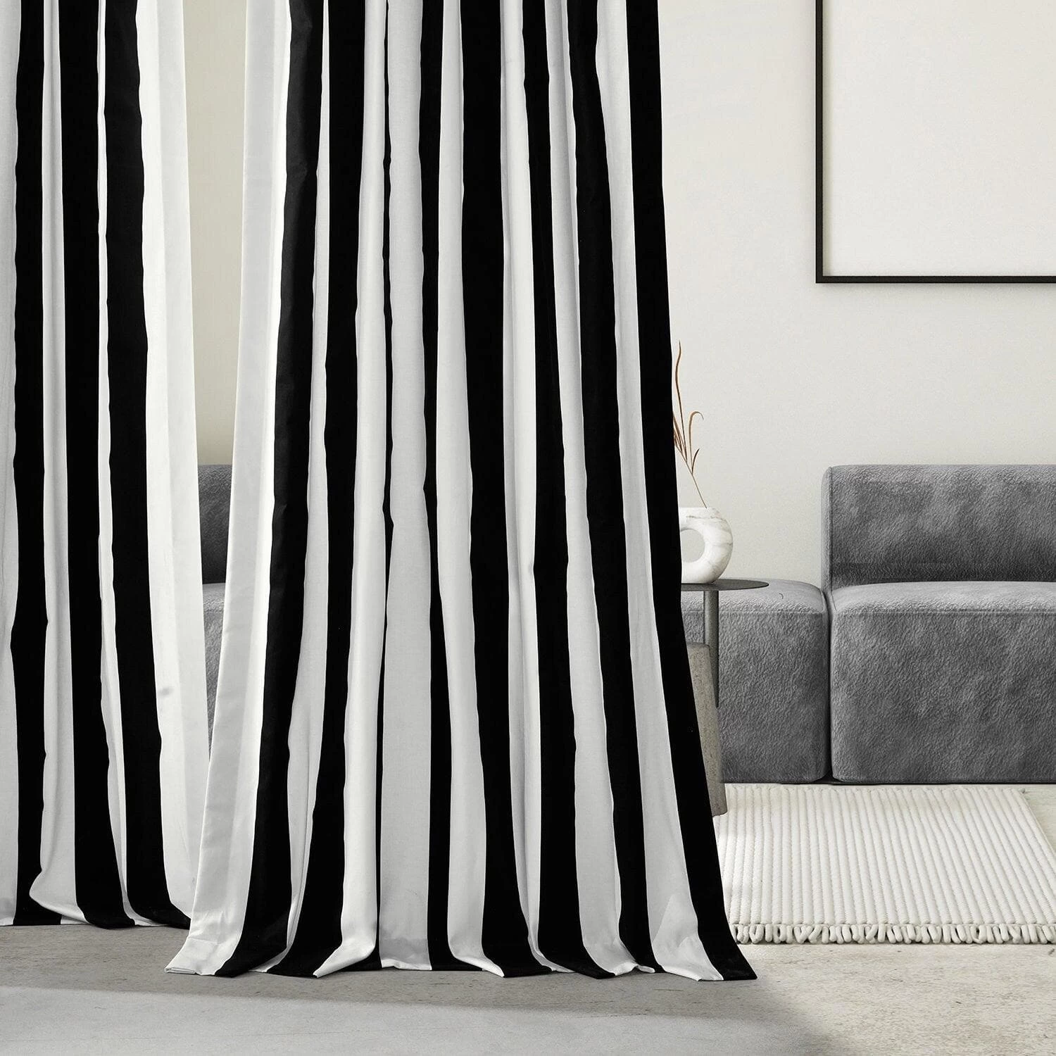 Cabana Black French Pleat Printed Cotton Curtain 8 Cabana Black French Pleat Printed Cotton Curtain - Image 6