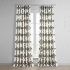 Sorong Beige French Pleat Printed Cotton Curtain