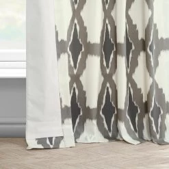 Sorong Beige French Pleat Printed Cotton Curtain -Chic Curtains Shop PRTW D22 FP 98503 4