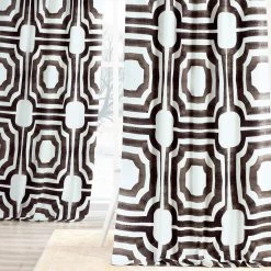 Mecca Brown Printed Cotton Curtain -Chic Curtains Shop PRTW D23 front view 1