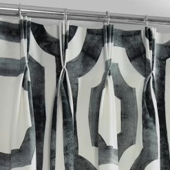Mecca Steel French Pleat Printed Cotton Curtain -Chic Curtains Shop PRTW D23A FP 98506 2