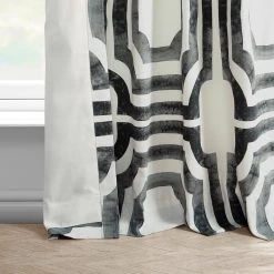 Mecca Steel French Pleat Printed Cotton Curtain -Chic Curtains Shop PRTW D23A FP 98506 4