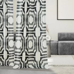 Mecca Steel French Pleat Printed Cotton Curtain -Chic Curtains Shop PRTW D23A FP 98506 5