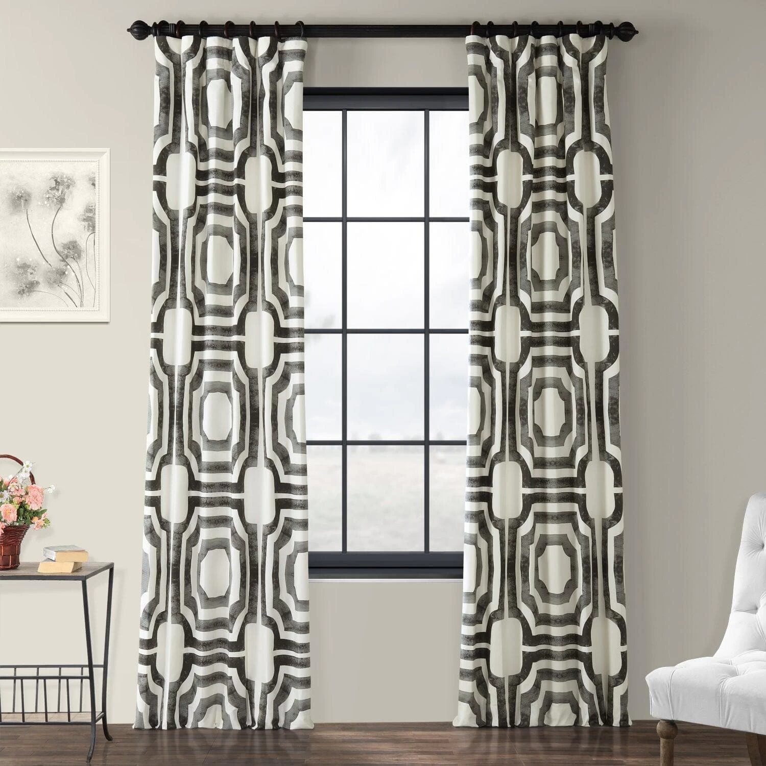 Mecca Steel Printed Cotton Curtain 3 Mecca Steel Printed Cotton Curtain