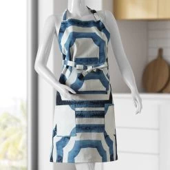 Mecca Blue Printed Cotton Apron -Chic Curtains Shop PRTW D23B AP 86378 2