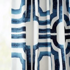 Mecca Blue French Pleat Printed Cotton Curtain 12 Mecca Blue French Pleat Printed Cotton Curtain -Chic Curtains Shop PRTW D23B FP 98507 3