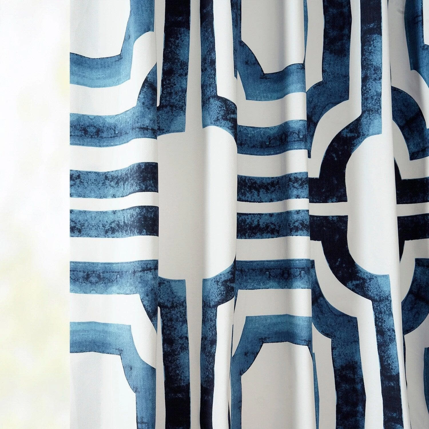 Mecca Blue French Pleat Printed Cotton Curtain 7 Mecca Blue French Pleat Printed Cotton Curtain - Image 5