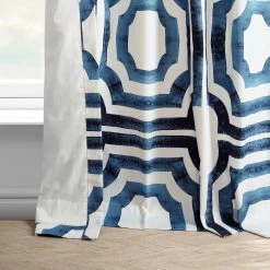 Mecca Blue French Pleat Printed Cotton Curtain 11 Mecca Blue French Pleat Printed Cotton Curtain -Chic Curtains Shop PRTW D23B FP 98507 4