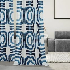 Mecca Blue French Pleat Printed Cotton Curtain 13 Mecca Blue French Pleat Printed Cotton Curtain -Chic Curtains Shop PRTW D23B FP 98507 5