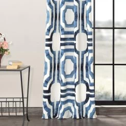 Mecca Blue Grommet Printed Cotton Curtain 11 Mecca Blue Grommet Printed Cotton Curtain -Chic Curtains Shop PRTW D23B GR 53710 2