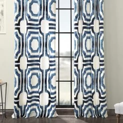 Mecca Blue Grommet Printed Cotton Curtain 13 Mecca Blue Grommet Printed Cotton Curtain -Chic Curtains Shop PRTW D23B GR 53710 3