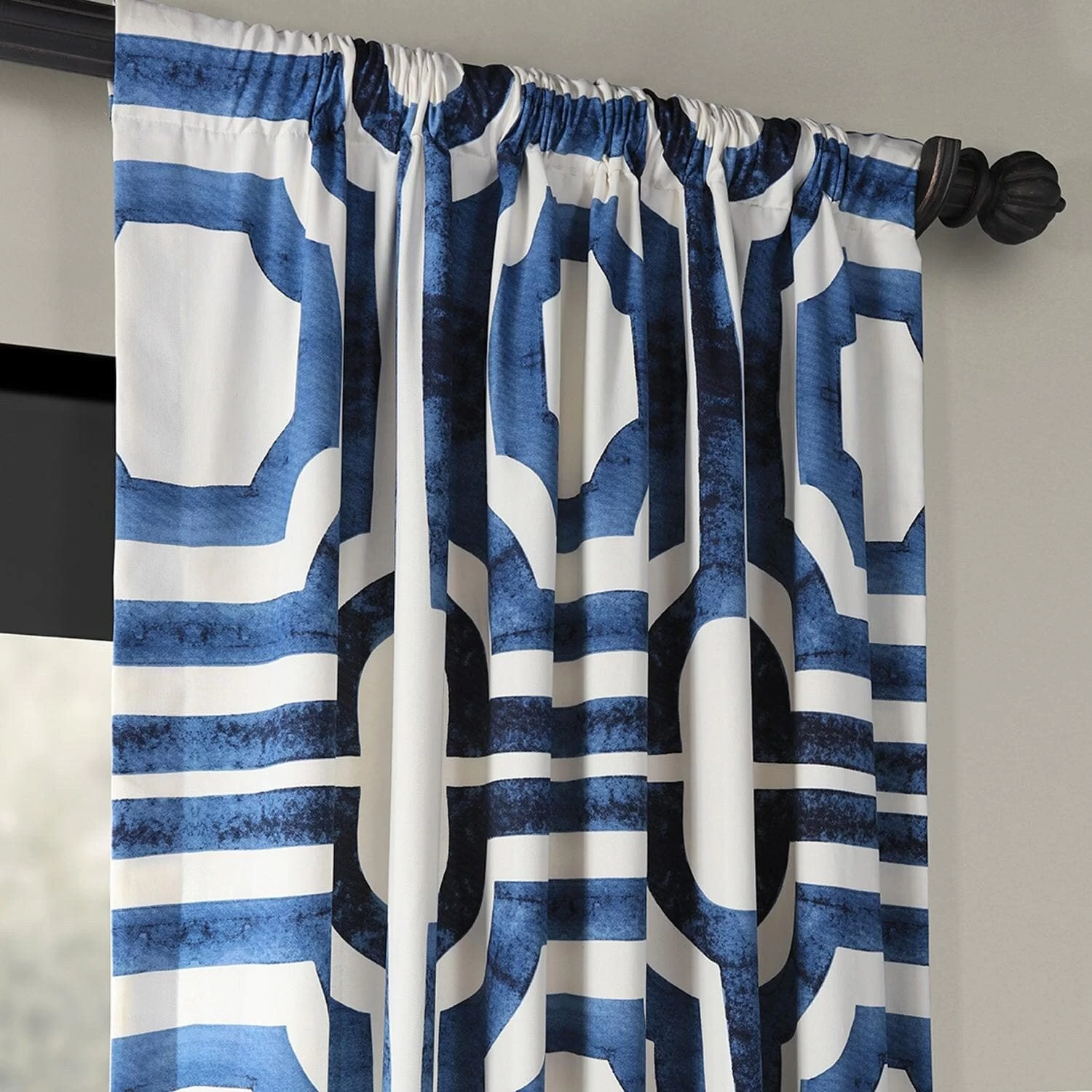 Mecca Blue Printed Cotton Curtain 6 Mecca Blue Printed Cotton Curtain - Image 4