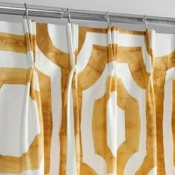 Mecca Gold French Pleat Printed Cotton Curtain -Chic Curtains Shop PRTW D23C FP 98508 2