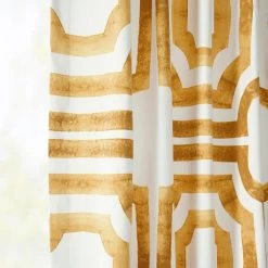 Mecca Gold French Pleat Printed Cotton Curtain -Chic Curtains Shop PRTW D23C FP 98508 3