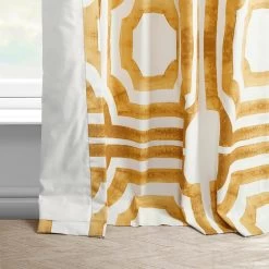 Mecca Gold French Pleat Printed Cotton Curtain -Chic Curtains Shop PRTW D23C FP 98508 4