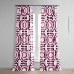 Mecca Pink French Pleat Printed Cotton Curtain