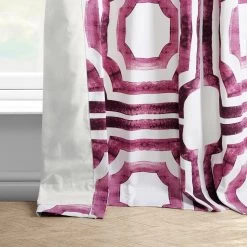 Mecca Pink French Pleat Printed Cotton Curtain -Chic Curtains Shop PRTW D23D FP 98509 4