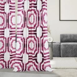 Mecca Pink French Pleat Printed Cotton Curtain -Chic Curtains Shop PRTW D23D FP 98509 5