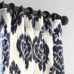 Ikat Blue Printed Cotton Curtain -Chic Curtains Shop PRTW D24A 15350 2