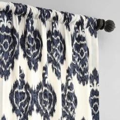 Ikat Blue Printed Cotton Curtain -Chic Curtains Shop PRTW D24A 15350 3