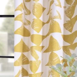 Triad Gold Grommet Printed Cotton Curtain 12 Triad Gold Grommet Printed Cotton Curtain -Chic Curtains Shop PRTW D35 GR alt1