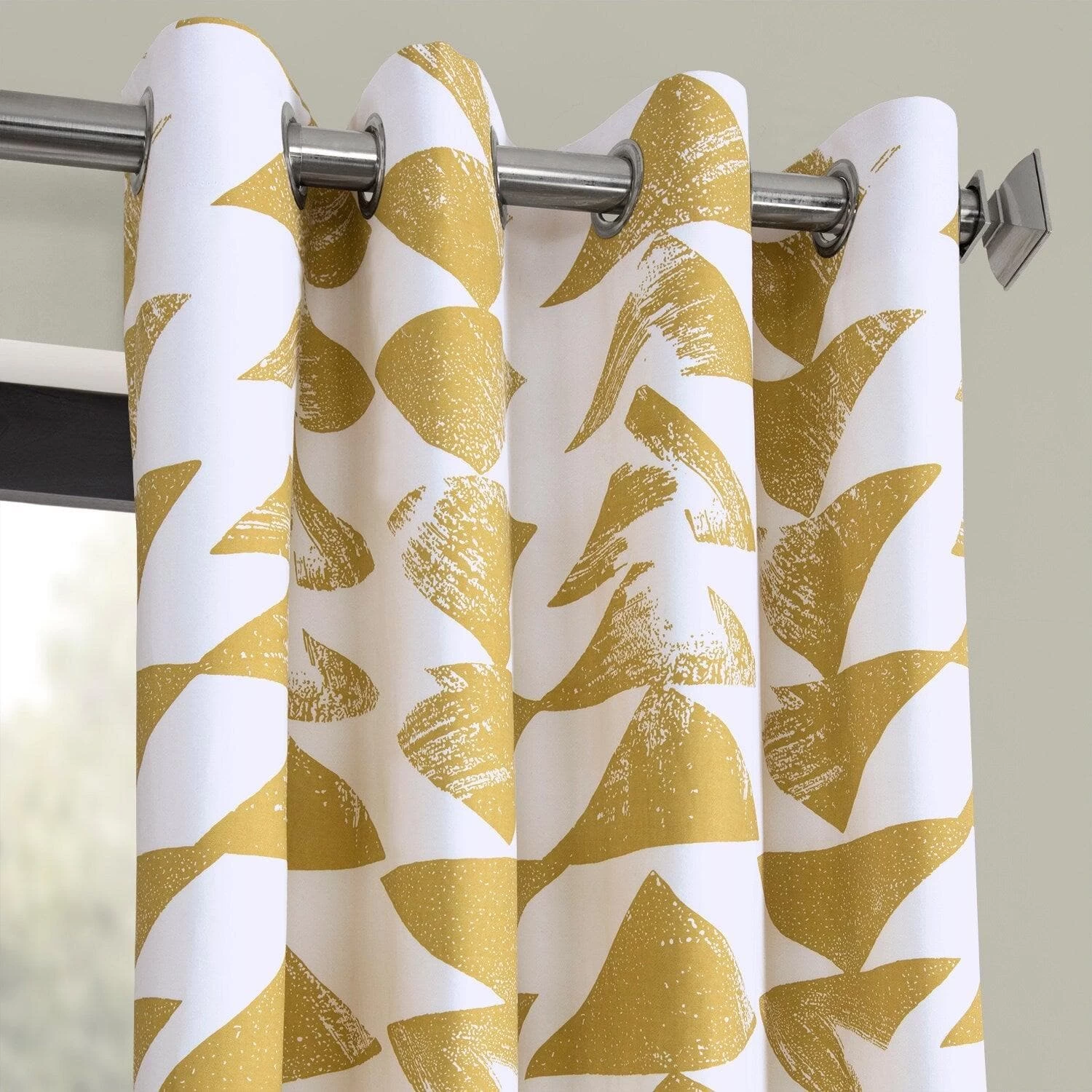 Triad Gold Grommet Printed Cotton Curtain 4 Triad Gold Grommet Printed Cotton Curtain - Image 2