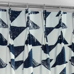 Triad Indigo French Pleat Printed Cotton Curtain -Chic Curtains Shop PRTW D35C FP 98524 2