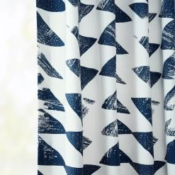 Triad Indigo French Pleat Printed Cotton Curtain -Chic Curtains Shop PRTW D35C FP 98524 3