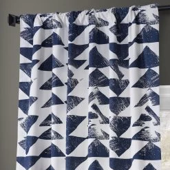 Triad Indigo Printed Cotton Curtain -Chic Curtains Shop PRTW D35C 40330 3